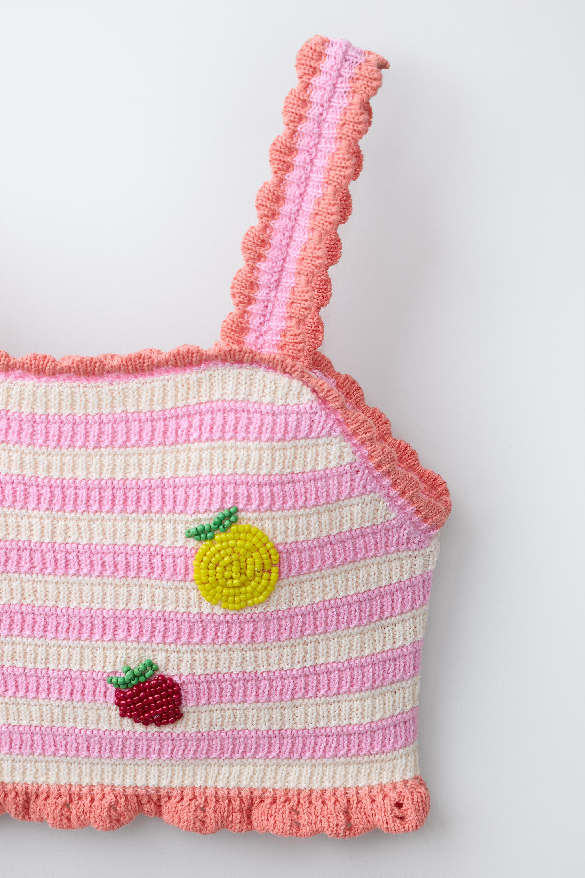 6-14 YEARS/ FRUIT & STRIPE CROCHET KNIT TOP & PAREO SET | Zara US