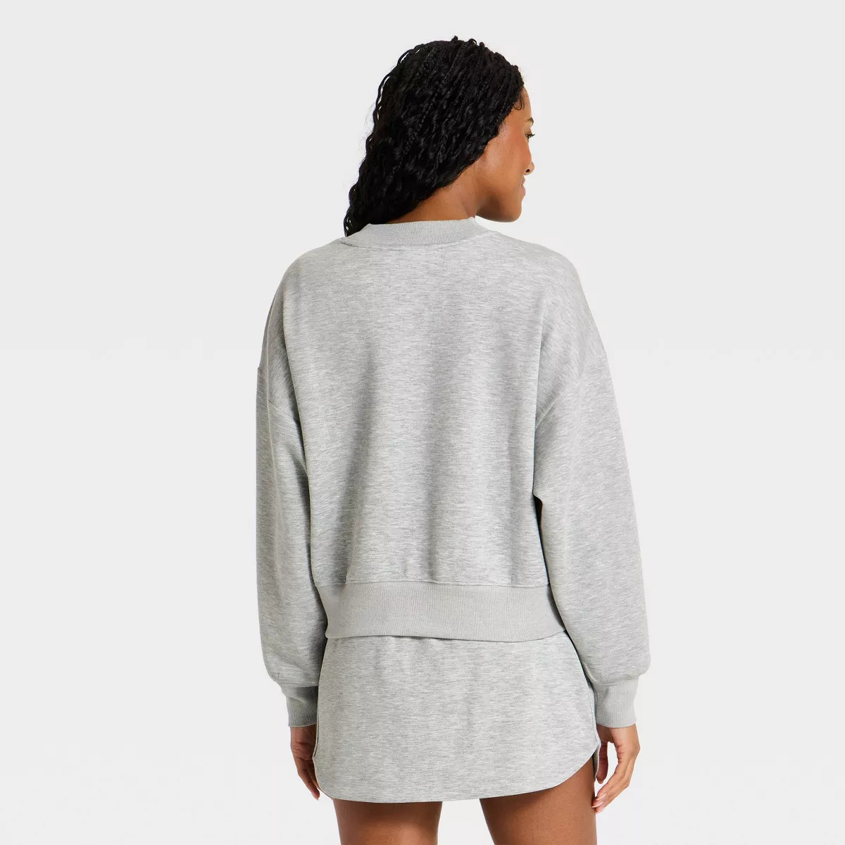 Women's Airy Sleek Pique Crewneck Sweatshirt - All In Motion™ Black M | Target