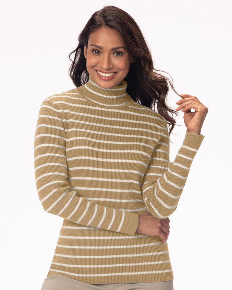 Striped Ribbed Cotton Turtleneck Sweater | Appleseed’s