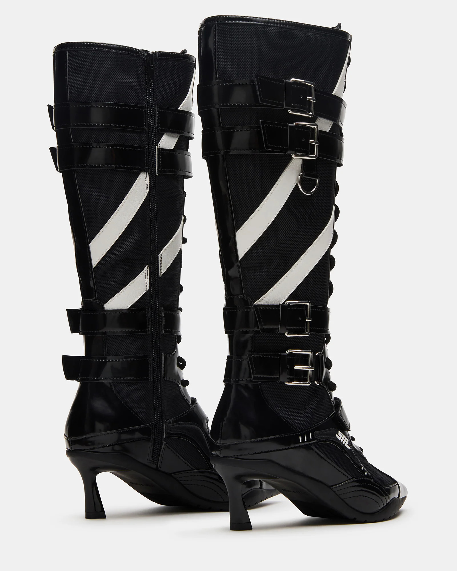 STARK Black Multi Pointed-Toe Kitten Heel Knee-High Women's Boot | Steve Madden (US)
