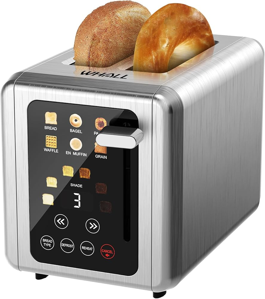 WHALL® Touch Screen Toaster 2 Slice,Stainless Steel Digital Timer Toasters,6 Bread Types & 6 Sha... | Amazon (US)