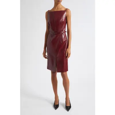Toccin Zivana Bateau Faux Leather Dress in Oxblood at Nordstrom, Size 8 | Nordstrom