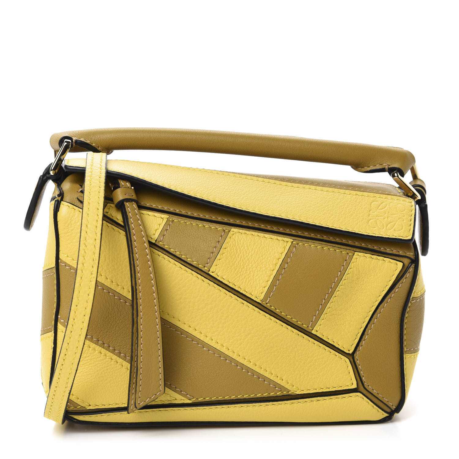 Calfskin Rugby Mini Puzzle Bag Yellow Ochre | Fashionphile