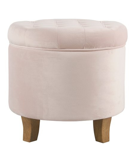 Blush Velvet Tufted Storage Ottoman | Zulily
