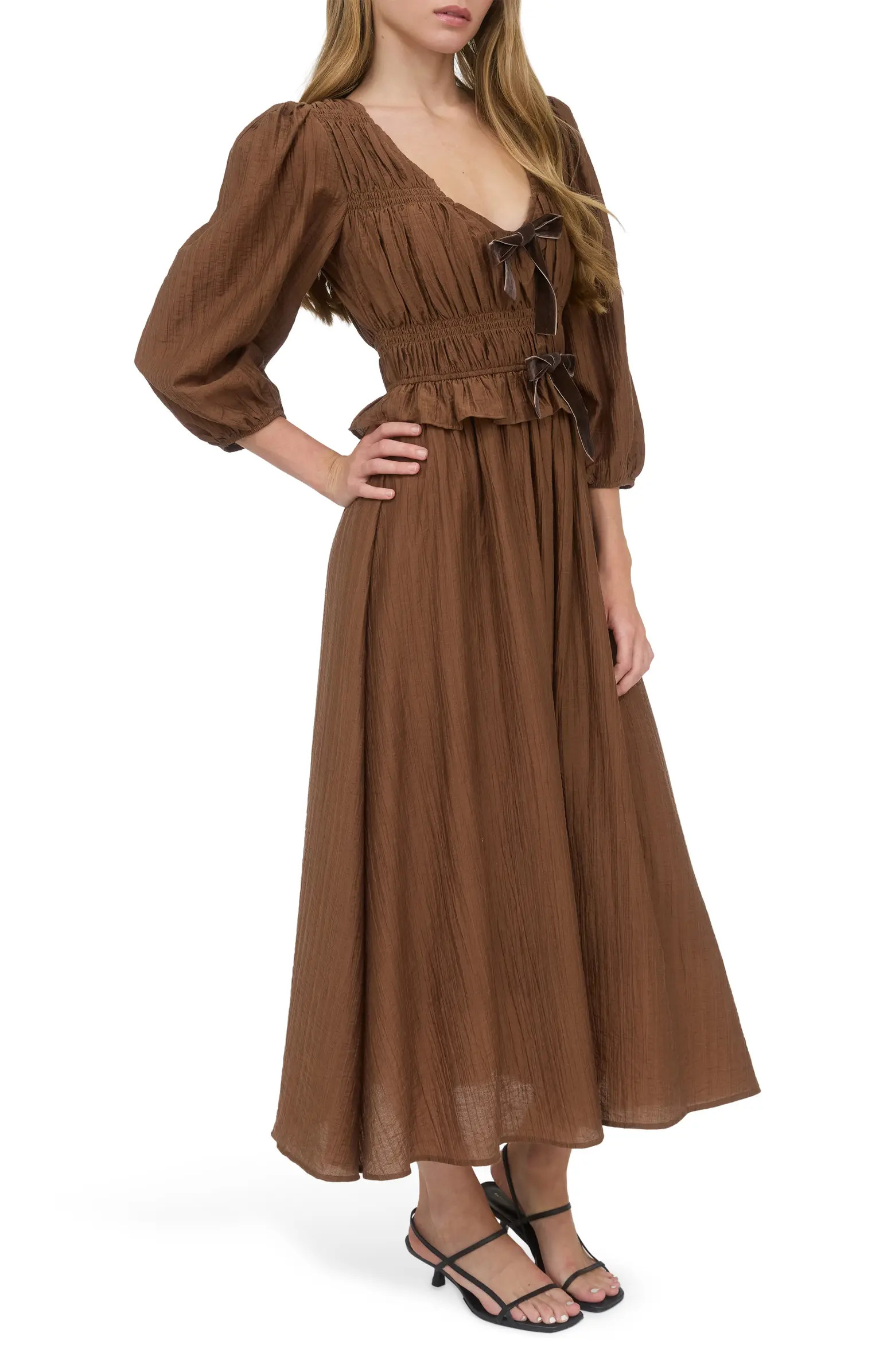 AUGUST SKY Three-Quarter Sleeve Maxi Dress | Nordstromrack | Nordstrom Rack