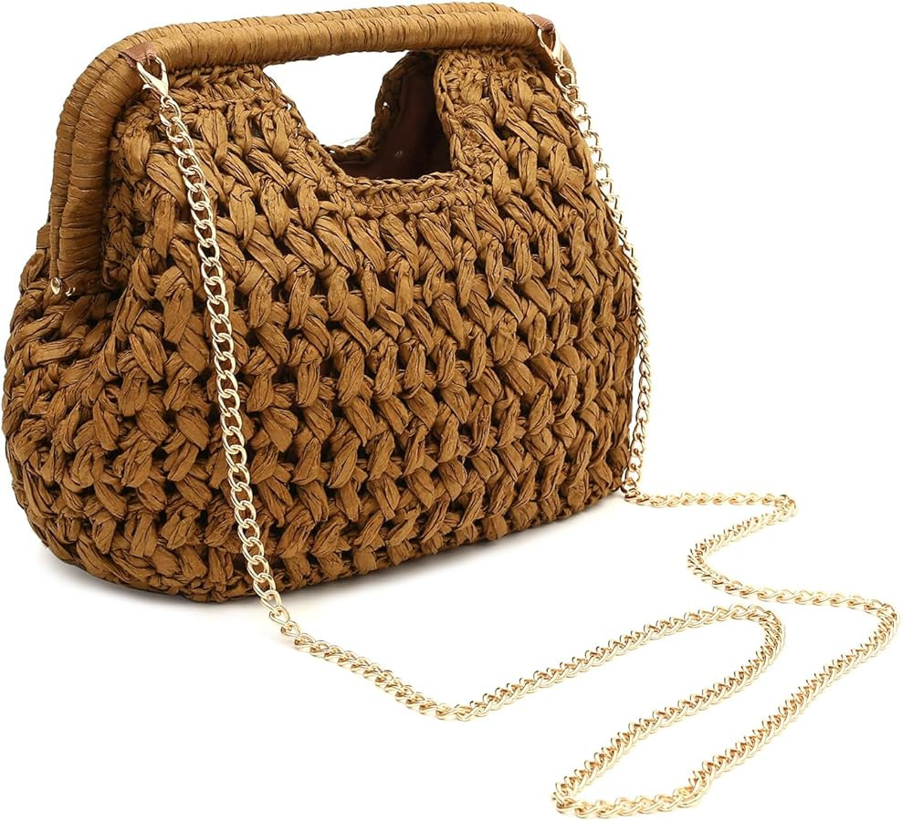 Herald Straw Woven Clutch Purse for Women, Beach Cloud Dumpling Pouch Evening Shoulder Crossbody ... | Amazon (US)