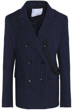 Double-breasted pinstriped wool-blend blazer | The Outnet US