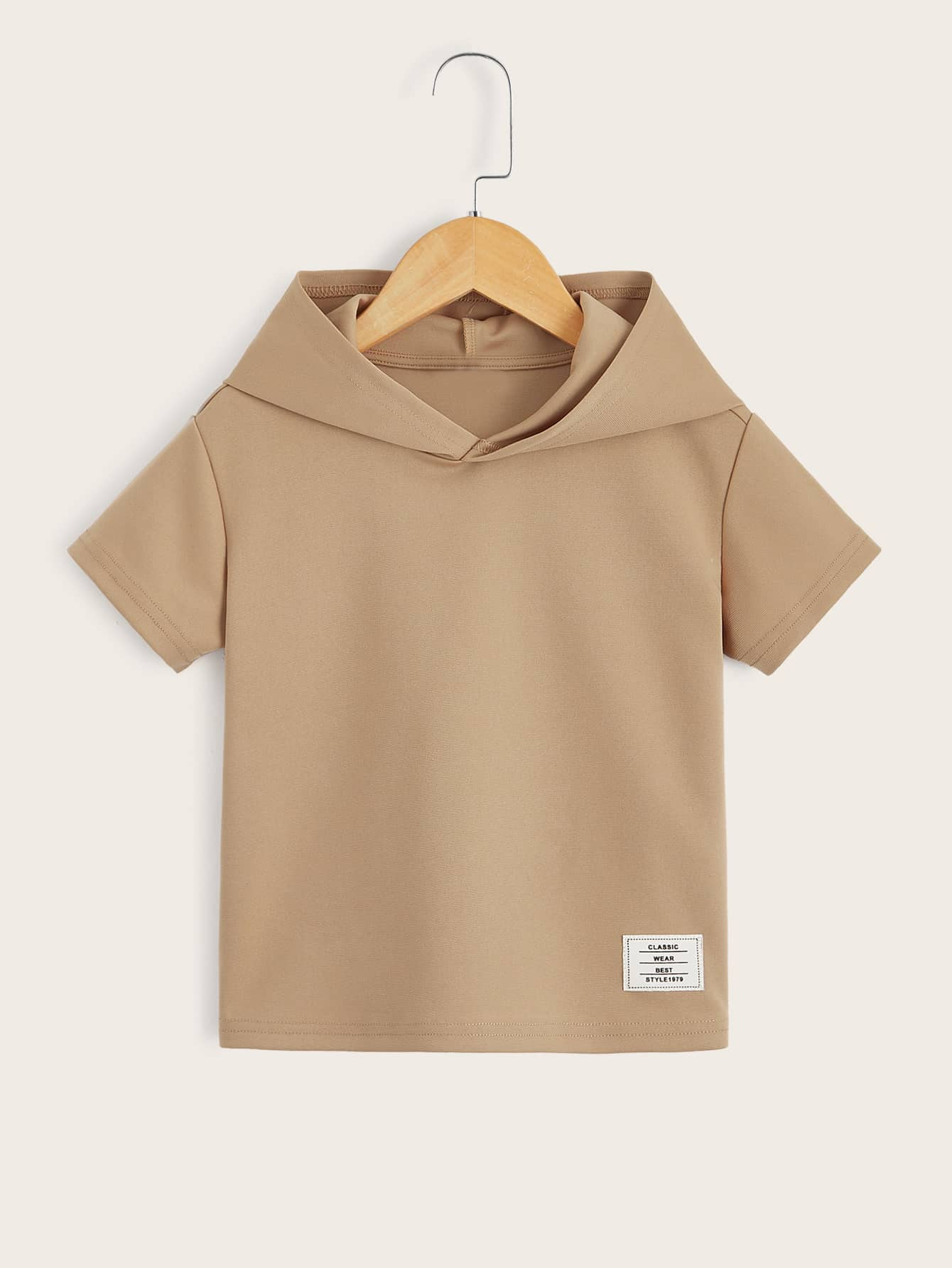 SHEIN Toddler Boys Patch Detail Hooded Tee | SHEIN