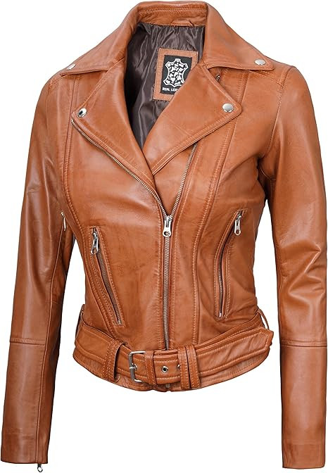 Blingsoul Leather Jacket Women - Real Lambskin Leather Asymmetrical Moto Style Jackets For Womens | Amazon (US)