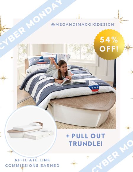 How cute is this boat twin size bed?! 😍🚤 It’s on major sale for cyber Monday making it 54% OFF!! 🤯 plus it even has a pull out trundle bed!! 🙌🏻 adorable for a kids bedroom at home or at a beach or lake house!!

#LTKhome #LTKkids #LTKCyberWeek