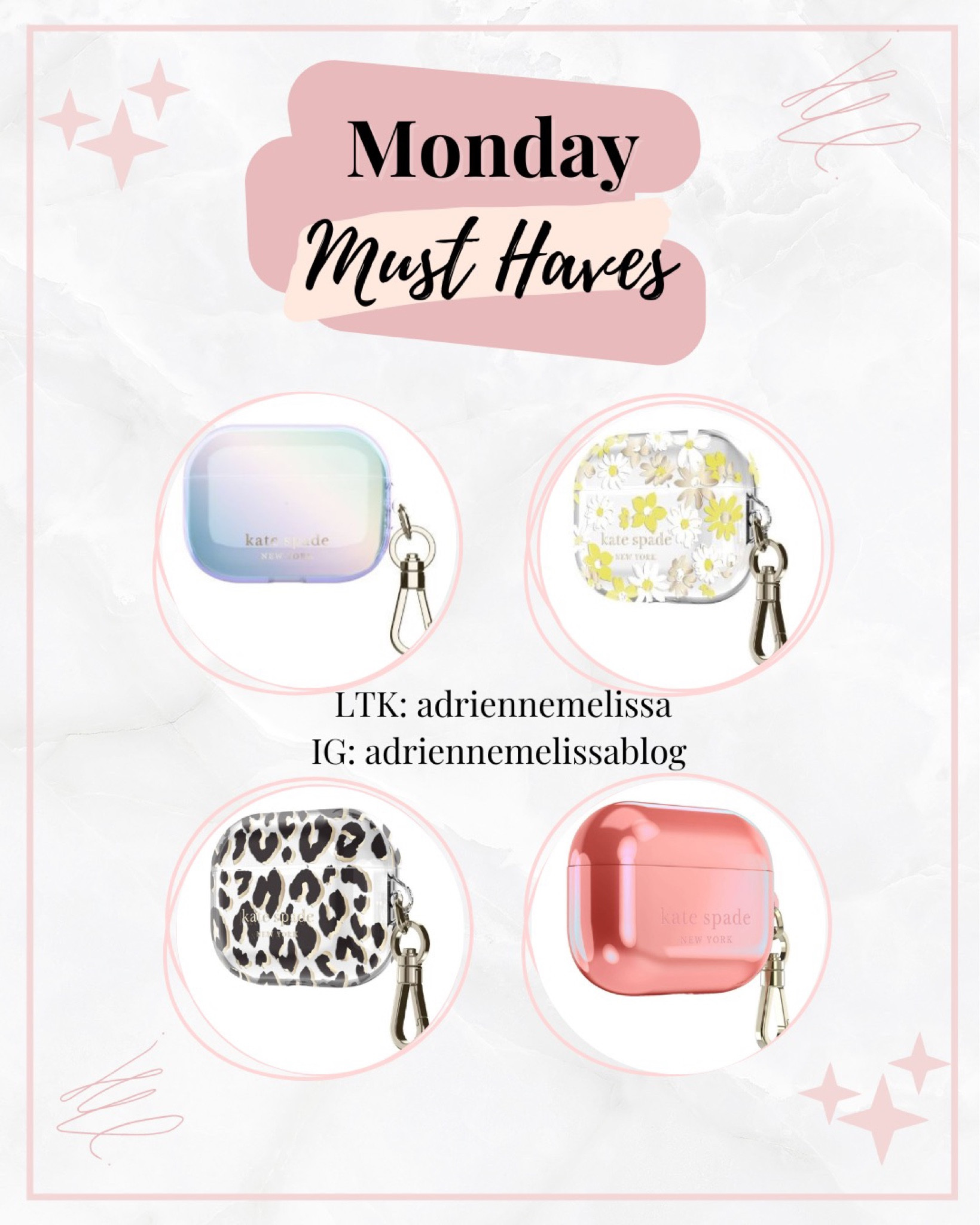 When I packed for a recent trip to the beach, I realized my Apple AirPods Pro case desperately needed to be replaced!
Which design would you choose?
#apple #appleairpods #appleairpodspro #appleairpodsprocase #appleairpodscase #airpodscase #katespade #katespadeairpodscase #travelessentials

#LTKtravel #LTKFind #LTKGiftGuide