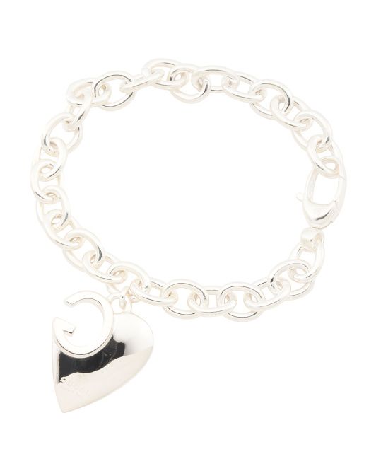 Made In Italy Sterling Silver Heart Charm Bracelet | TJ Maxx
