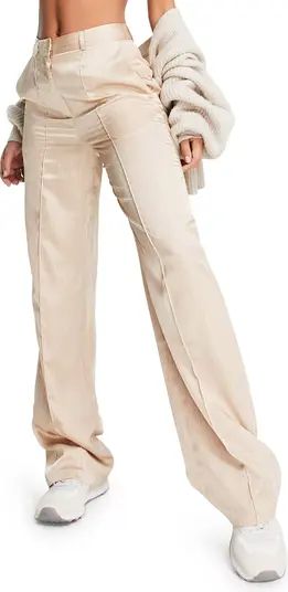 Pinstripe Satin Wide Leg Trousers | Nordstrom