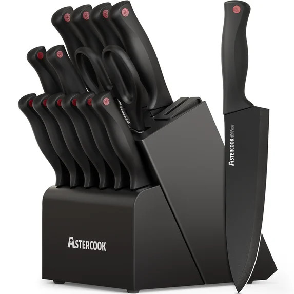 Astercook 14-Piece Kitchen Knife Set, Knives Block Set with Built-in Sharpener, Healthy Anti-Rust... | Walmart (US)