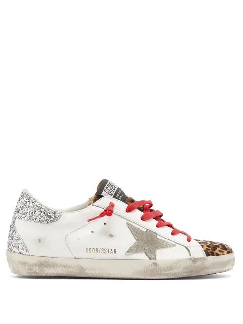 Golden Goose - Superstar Glitter-panelled Leather Trainers - Womens - White Multi | Matches (US)