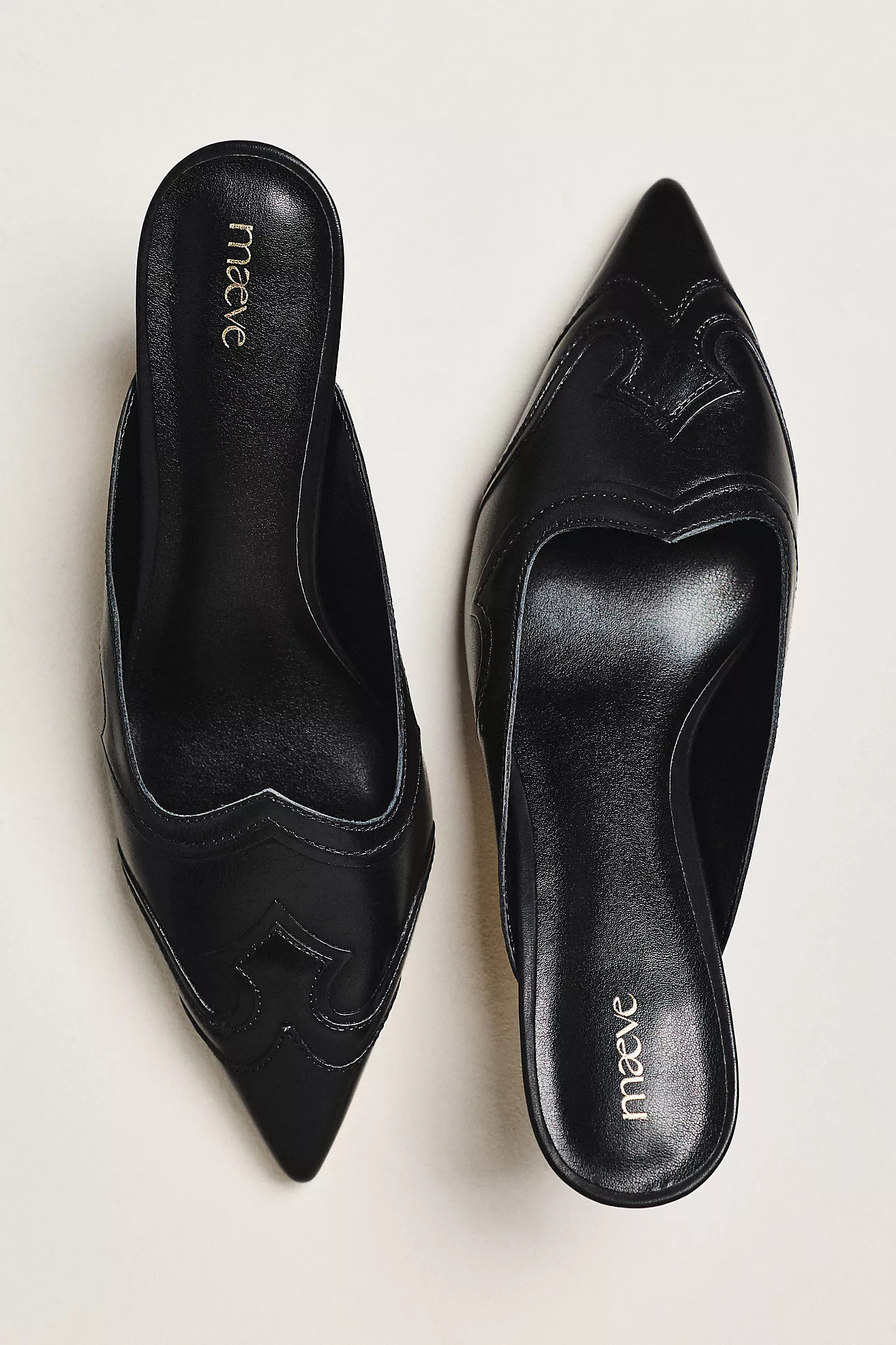 Maeve Pointed-Toe Western Mule Heels | Anthropologie (US)