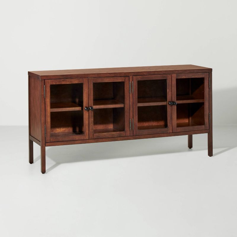 Wood &#38; Glass 4-Door Buffet Sideboard Brown - Hearth &#38; Hand&#8482; with Magnolia | Target