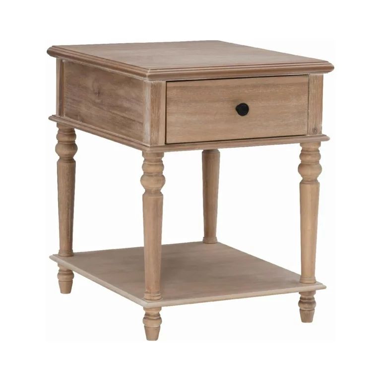 Powell McGhie Single Drawer Indoor End Table with Shelf, 26" Tall, Natural | Walmart (US)