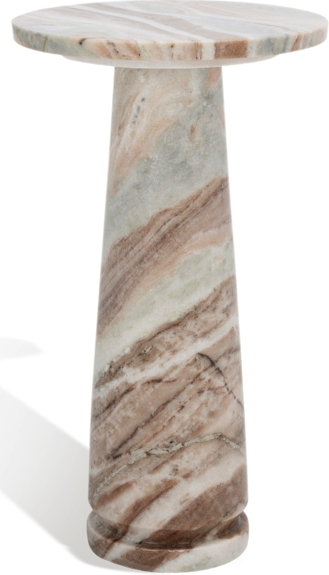 Valentia Round Marble Accent Table In White and Brown | 1stopbedrooms
