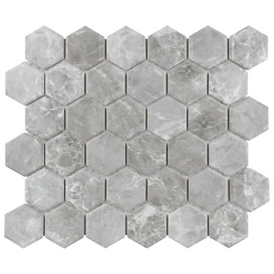 Flo 2" Hex Grey 11-1/8" x 12-5/8" Porcelain Mosaic Floor and Wall Tile | Wayfair North America