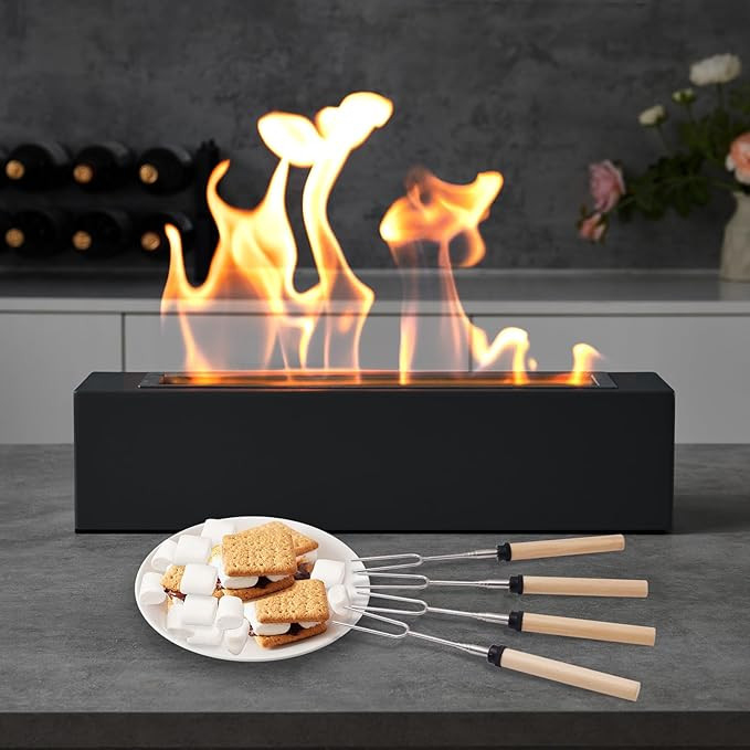 Tabletop Fire Pit - Smores Maker with 4 Extendable Roasting Sticks, Metal Indoor Table Top Firepi... | Amazon (US)