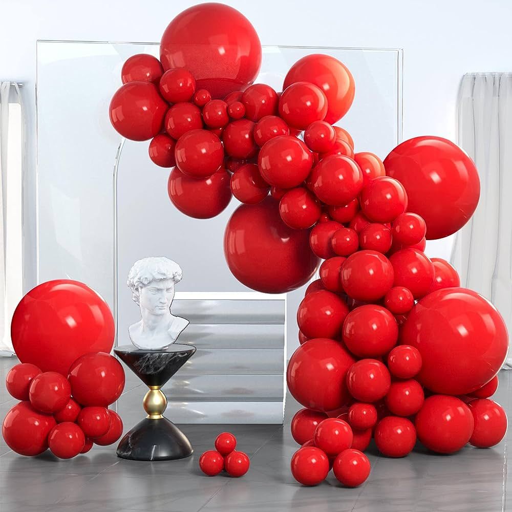 PartyWoo Red Balloons, 140 pcs Matte Red Balloons Different Sizes Pack of 18 Inch 12 Inch 10 Inch... | Amazon (US)