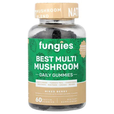 Fungies, Best Multi Mushroom Daily Gummies, Mixed Berry, 60 Pectin Gummies | iHerb