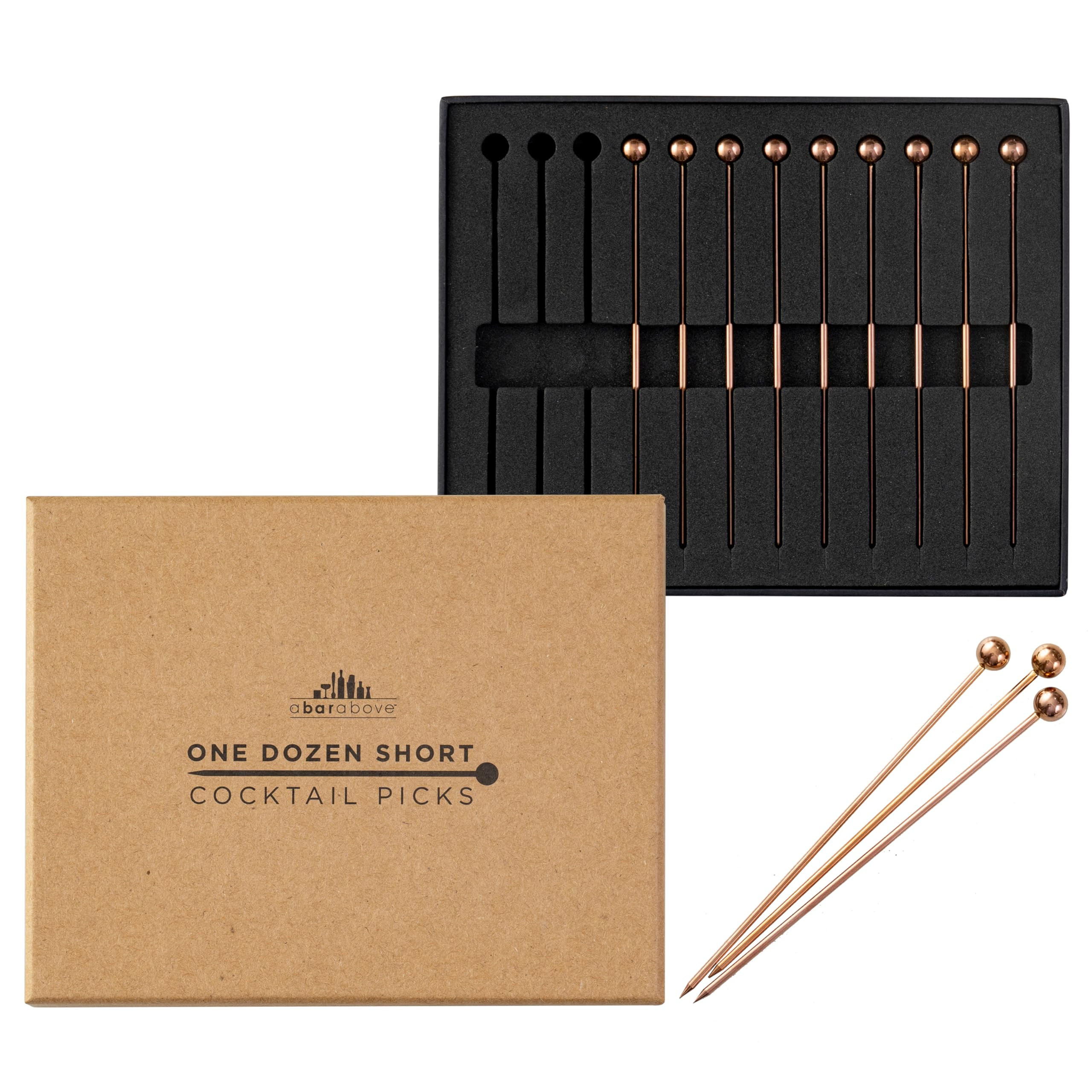 A Bar Above Cocktail Picks, 12 Short 4-Inch Stainless Steel Pick Set for Drinks and Appetizers, R... | Amazon (US)