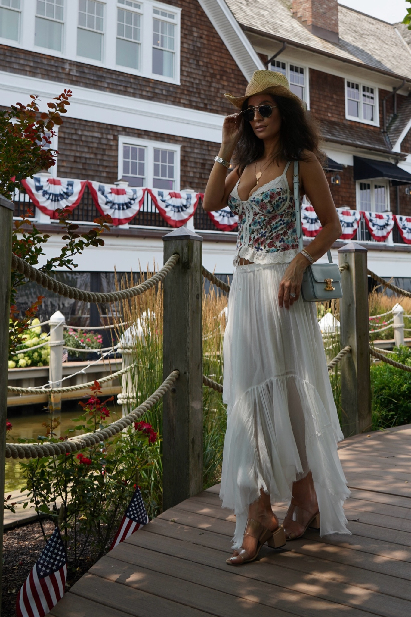 Embracing the boho chic vibes in my pink and purple corset top, Clover Handkerchief Hem Maxi Skirt, sunhat, and Celine Triomphe bag. Feeling fabulous! 
#BohoChic #OOTD #FashionInspo #CelineBag #MaxiSkirt #SunhatStyle #BohemianVibes #StyleInspo #Fashionista #OutfitGoals



#LTKItBag #LTKStyleTip #LTKShoeCrush