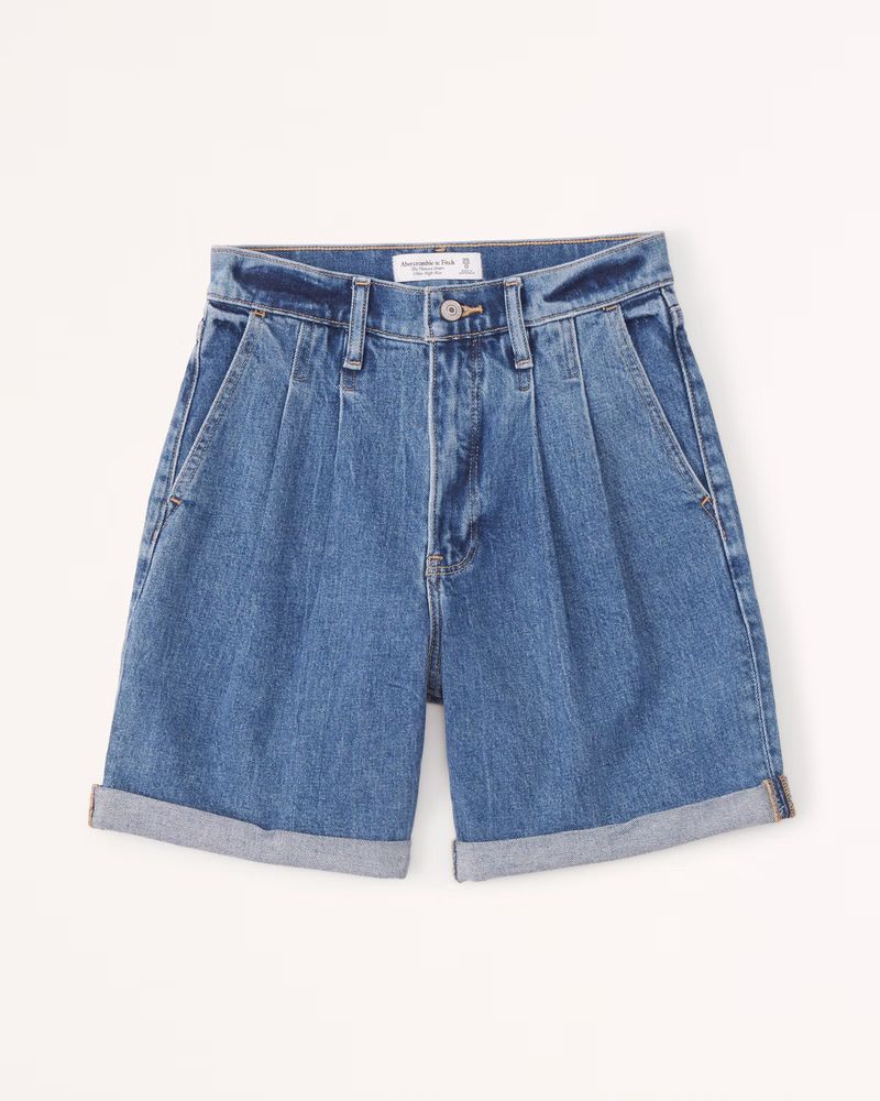 Pleated Denim Shorts | Abercrombie & Fitch (US)