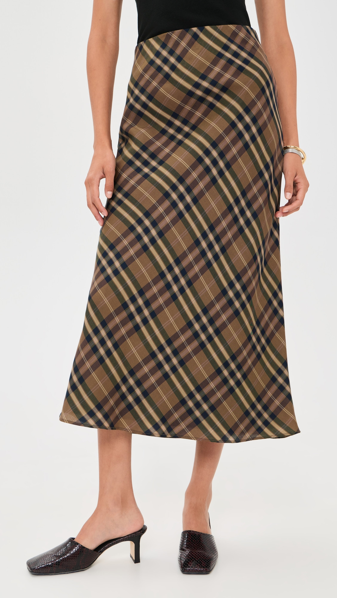 Joe's Jeans The Ines Midi Skirt Camel Plaid S | Shopbop