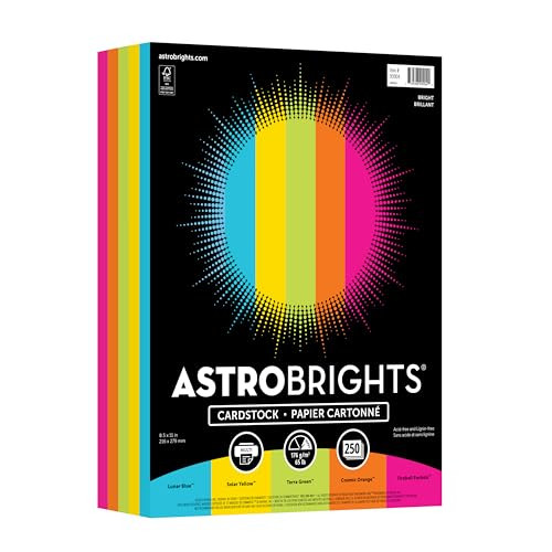 Astrobrights Color Cardstock -"Bright" Assortment, 65 lb Cover Weight, 8.5 x 11, Assorted, 250/Pa... | Amazon (US)