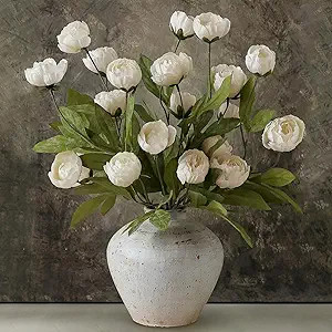 VIERENA 6 Pcs Faux Silk Peony Artificial Flowers for Vase -27", Bulk Fake Peonies Branches with S... | Amazon (US)