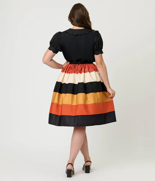 Unique Vintage Candy Corn Stripe Gellar Swing Skirt | UniqueVintage