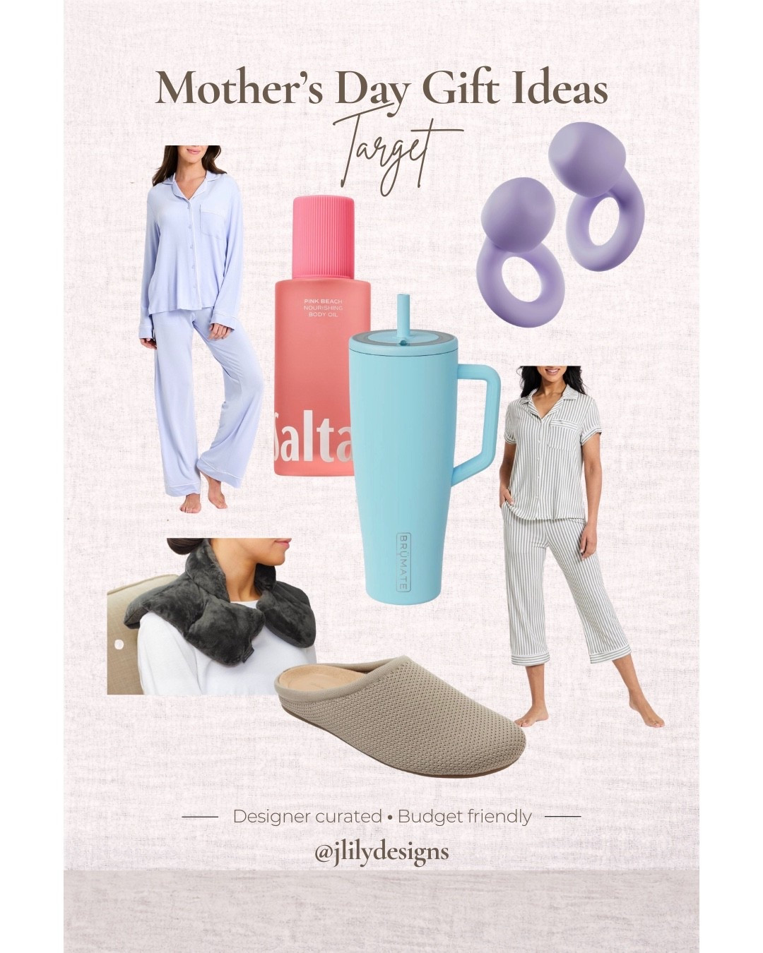 Some Mother’s day gift ideas-for when you’re snuggling in at night or lazily waking up in the morning (LOL-but we can dream, can’t we?)

Fragrant boy oil for glowy skin, earplugs for focus and sleep, cute water bottle, comfy Jammies, hot/cold neck wrap (I need this) and house shoes-yup that’s what a comfy day at home looks like. 

#targetgiftideas #selfcare

#LTKselfcare #LTKMothersDay #LTKmomlife