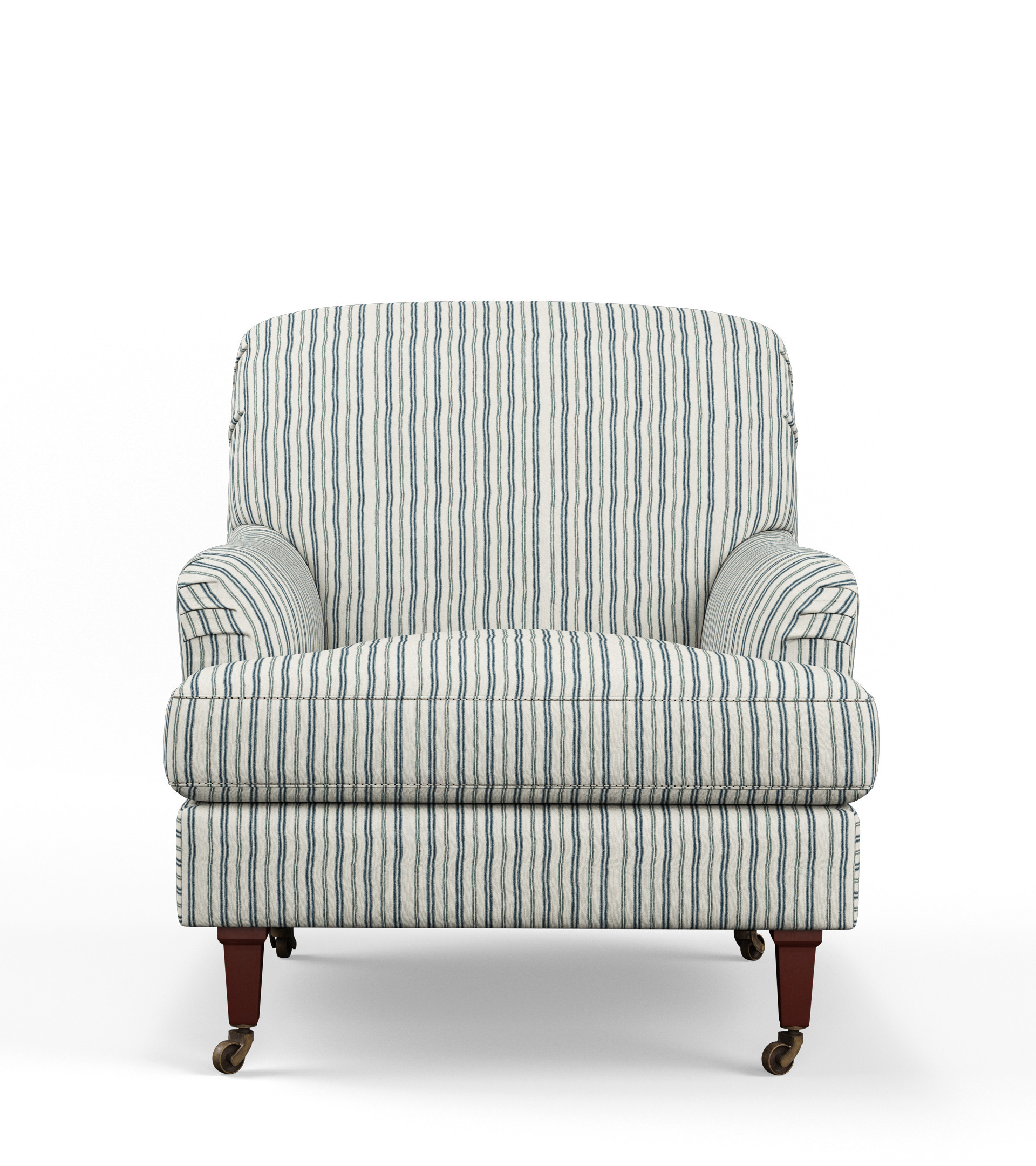 Large Coleridge Armchair with Linen Fixed Cover - Perfect Navy Ticking Stripe | OKA UK