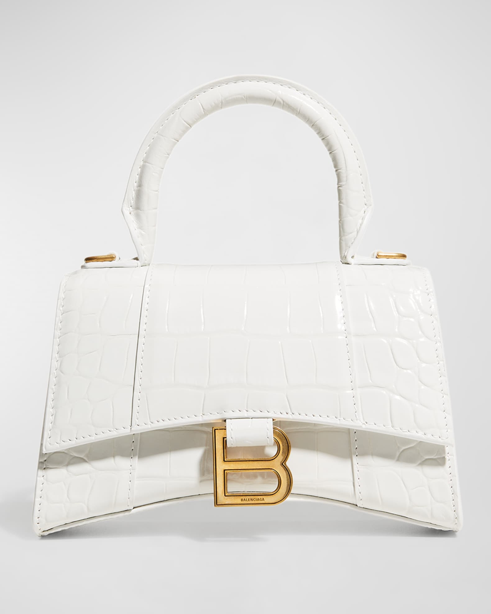 Balenciaga Hourglass XS Crocodile-Embossed Top-Handle Bag | Neiman Marcus