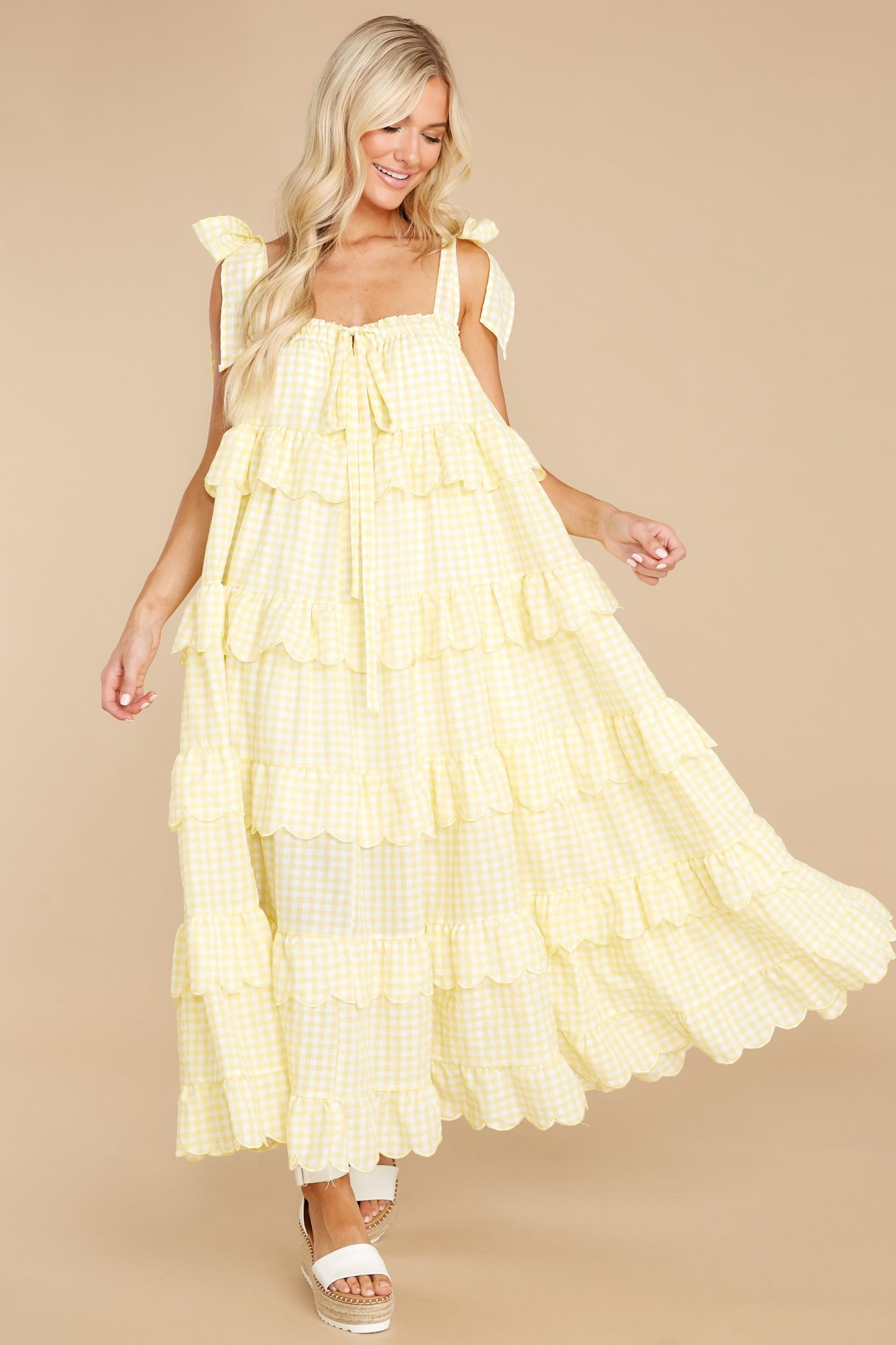 Made To Admire Lemonade Yellow Gingham Dress | Red Dress 