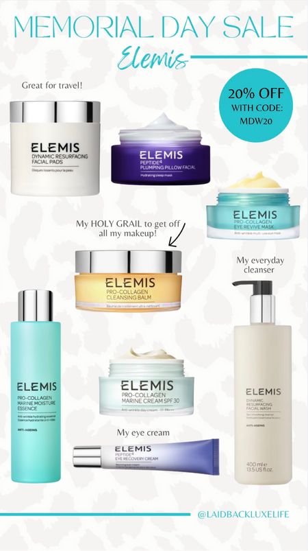 Elemis Sale! Memorial Day Sale, Use code: MDW20 for 20% off at checkout, Elemis bestsellers, high end skincare, my holy grail cleansing balm is a must have and makes a great gift, beauty sale, skincare routine, #LaidbackLuxeLife

Follow me for more fashion finds, beauty faves, and lifestyle, home decor, sales and more! So glad you’re here!! XO, Karma

#LTKStyleTip #LTKSaleAlert #LTKBeauty