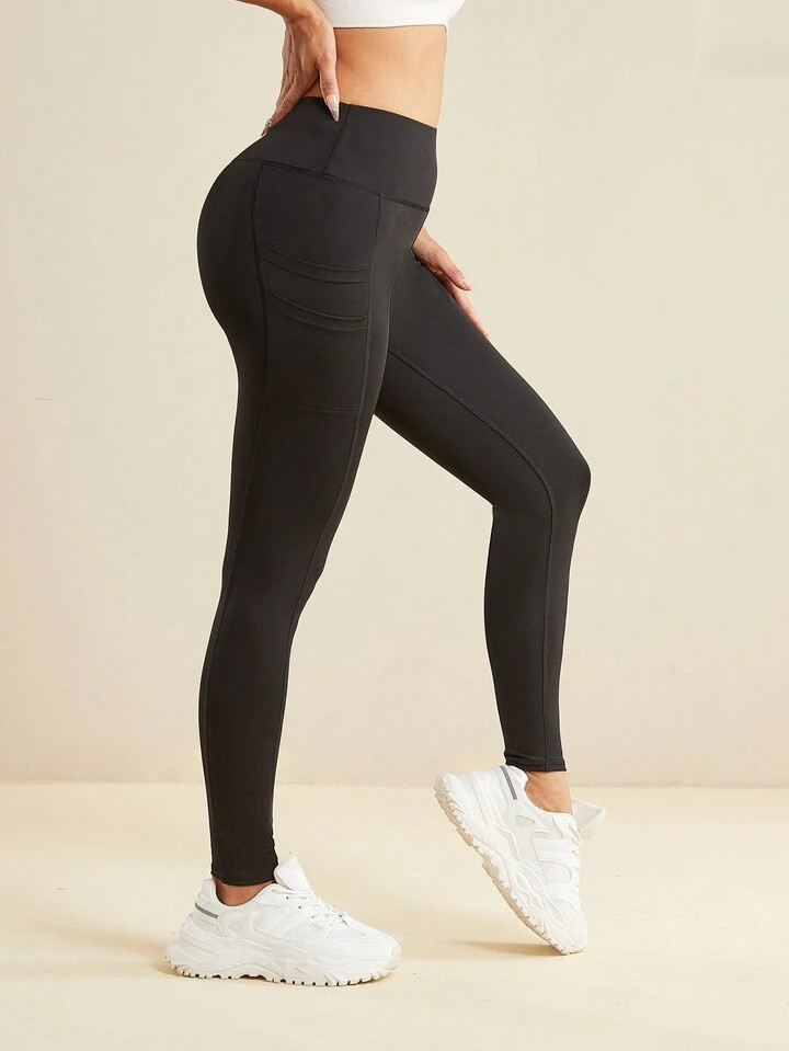 Women High Waist Lifting & Slimming Dual Pockets Yoga Pants, Skinny Tight Workout Leggings, Sport... | SHEIN