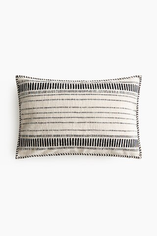 H & M - Patterned Cotton Cushion Cover - Light Beige/Black | H&M (US + CA)