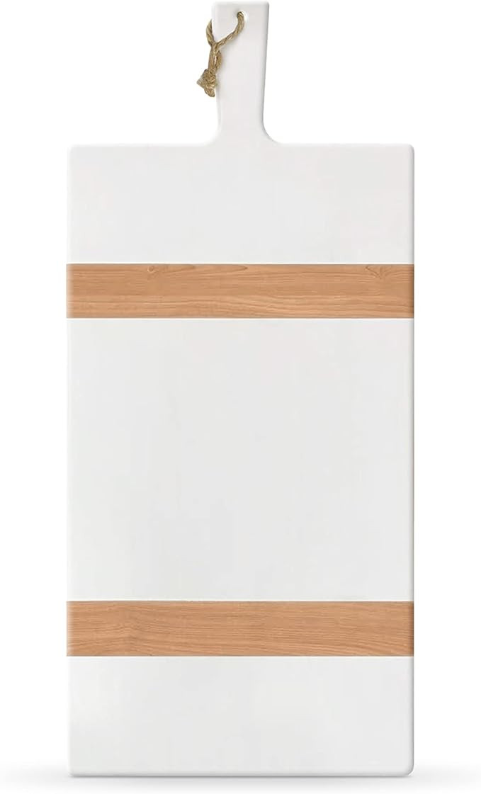 | 22.5 Inch Acacia Wood Rectangle Board with Handle | Decorative Cutting Board | Kitchen Counter ... | Amazon (US)