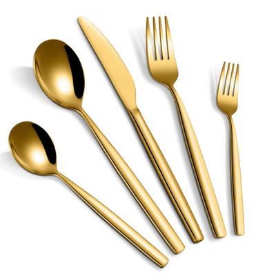 GustoWave 30pc Matte Stainless Steel Flatware Set for 6 with Steak Knives, Dishwasher-Safe - Gold | Target