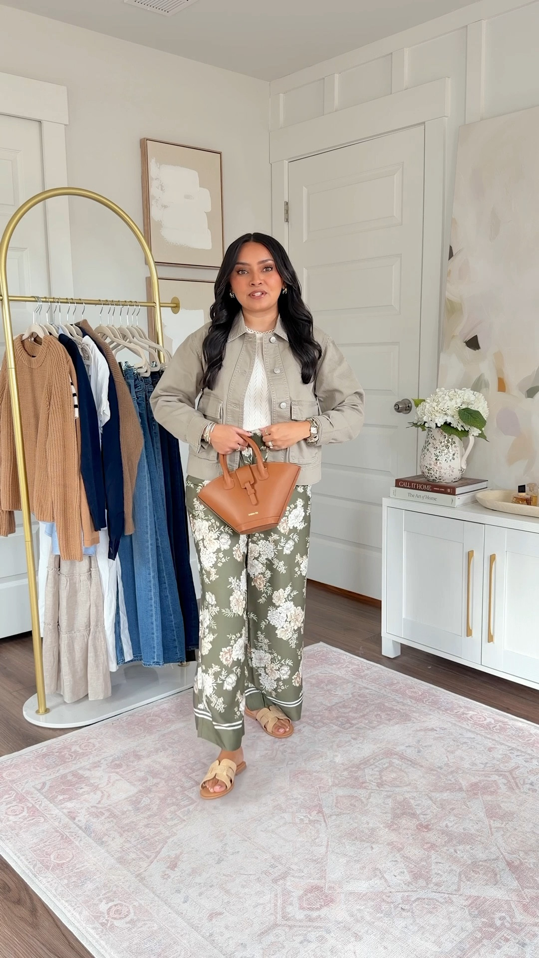 For reference: I’m 5’0, 32b bra size, and 2/26 in bottoms, pear shaped. 
*Everything I share is unaltered! TTS means true to size. Between size 5-6.5 in shoes

Olive green jacket size xs petite TTS
White sweater size xs petite TTS
Green floral pants size x petite TTS
Sandals size 5.5 TTS

Spring outfits Spring dresses 

#LTKootd #LTKgrwm