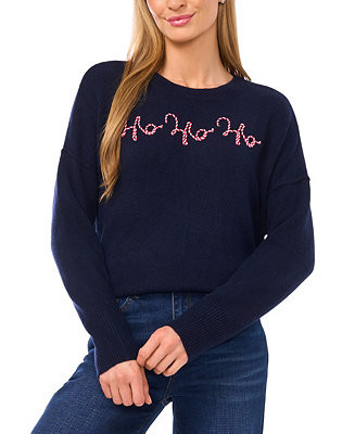CeCe Women's Ho Ho Ho Crewneck Sweater - Macy's | Macy's
