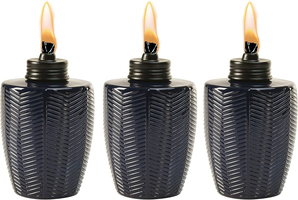 TIKI Brand Glass Table Torch, Decorative Outdoor Torch for Patio, Lawn, and Backyard, Herringbone... | Amazon (US)
