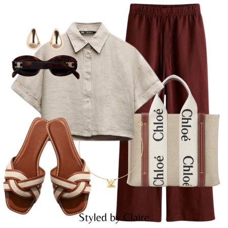 In my linen era🙋🏽‍♀️
Tags: rush tie waist trousers, cropped shirt, brown cross over sandals sliders, Chloe woody tote bag, Celine sunglasses, gold earrings. Fashion spring primavera H&M zara inspo outfit ideas affordable bargains summer chic city break styling sandalias

#LTKitbag #LTKstyletip #LTKshoecrush