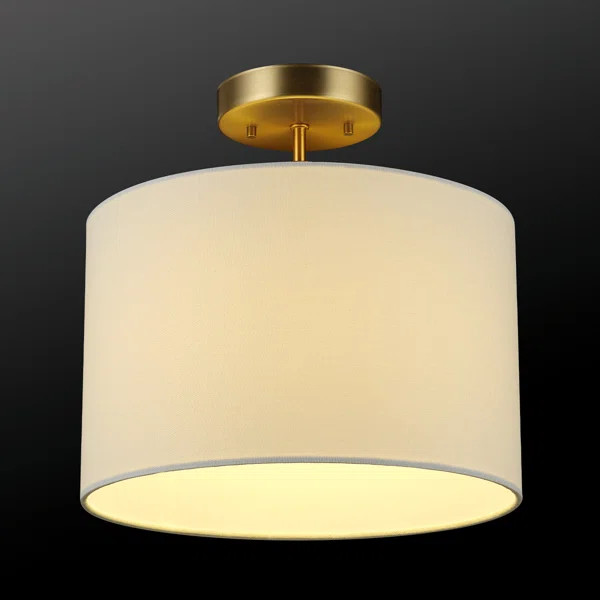 Raqual 1 - Light 12'' Shaded Drum Flush Mount | Wayfair Professional