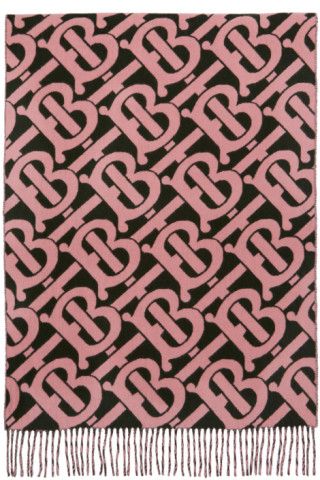 Pink Cashmere Monogram Scarf | SSENSE