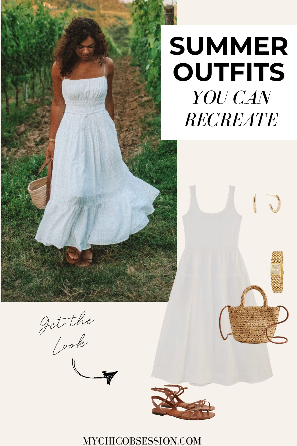 Style a white dress this summer for an easy, breezy summer outfit. Accessorize with a woven bag, gold earrings, a bracelet watch and strappy sandals. 

 #LTKSeasonal #LTKStyleTip #LTKShoeCrush